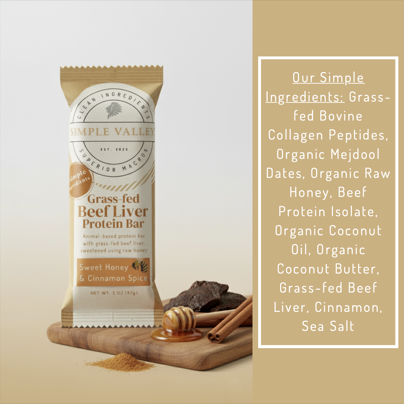 clean protein bar ingredients including grass fed beef liver and organic raw honey